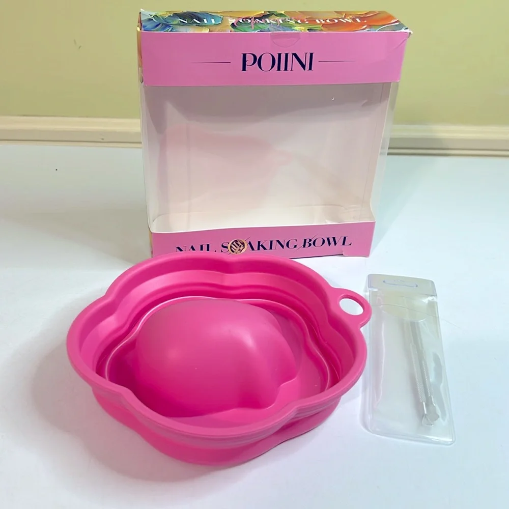 Pink Silicone Nail Soaking Bowl And Tools